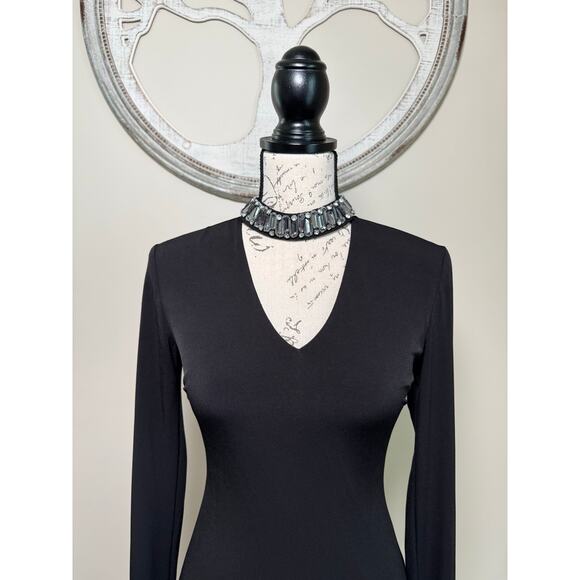 Jodi Kristopher Black Bodycon Dress Women’sSize 1 Small Long Sleeve Stretch Mini - Picture 3 of 8